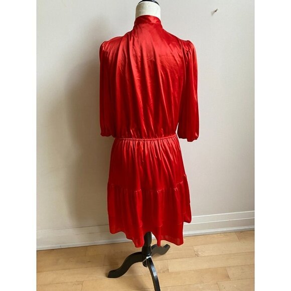 Nanette Lepore NEW womens tie neck satin dress BNWOT size 10 tiered mini - Picture 5 of 9